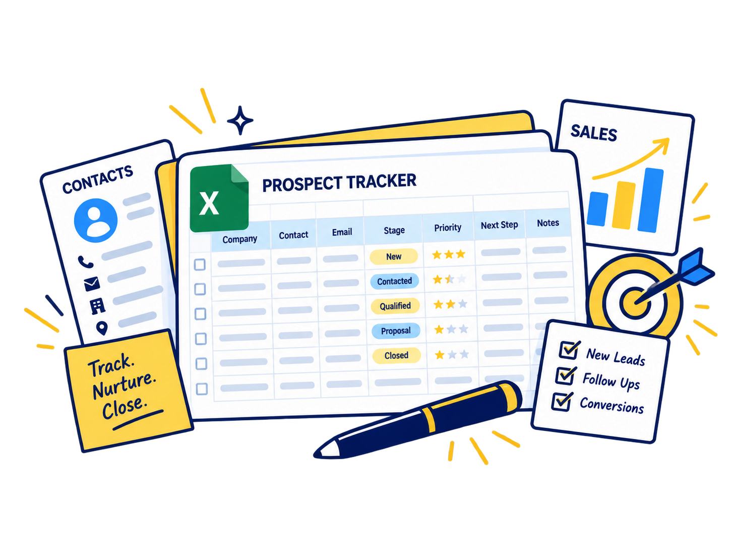 Sales Prospect Tracker Template illustration